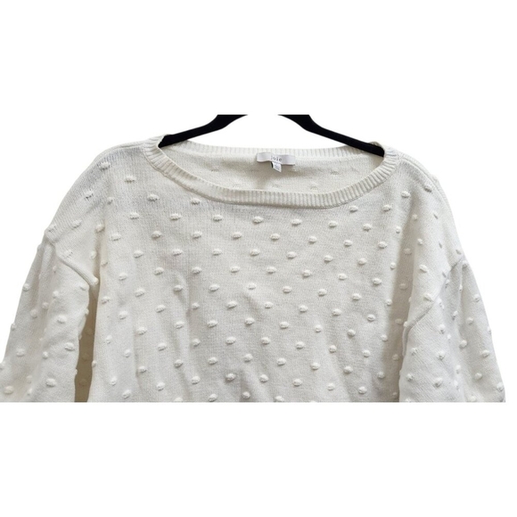 JOIE Size L CAMREN TEXTURED DOT SHORT SLEEVE PULLOVER BLOUSE PORCELAIN - Picture 3 of 10